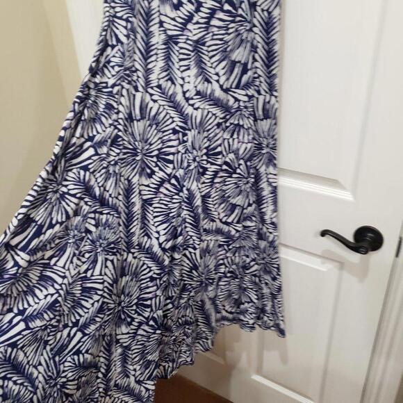 Garnet Hill Womens Gauze Maxi Dress Size PS Blue White Batik Pattern Boho Beach - Picture 2 of 6